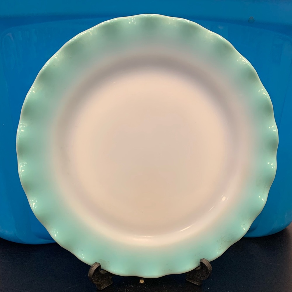 Hazel Atlas Turquoise Crinoline Plates Set Of 2